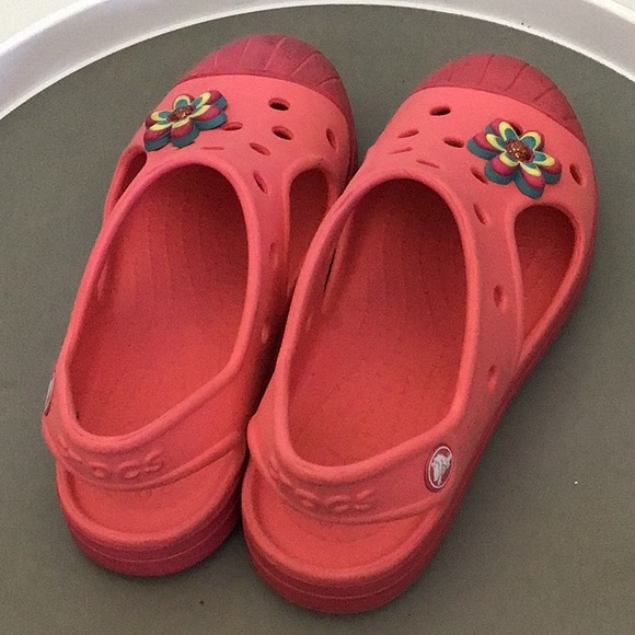 - Crocs Pink Bump It Sandals Slip On Sling Back Clog Jr. Size 2 - Picture 6 of 13